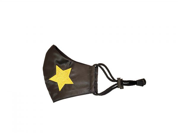 Star Embroidered Fashion Face Mask Black